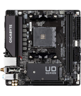 Gigabyte | A520I AC | Processor family AMD | Processor socket AM4 | DDR4 DIMM | Memory slots 2 | Number of SATA connectors 4 | 